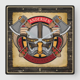 Relógio Quadrado Nórdico Viking Warrior ADD NAME Nórdica Ax Nórdico
