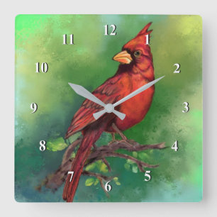 Relógio Quadrado Norte Red Cardinal Wall Clock
