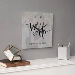 Relógio Quadrado Nós Fazemos Foto de Aniversário de Casamento com R