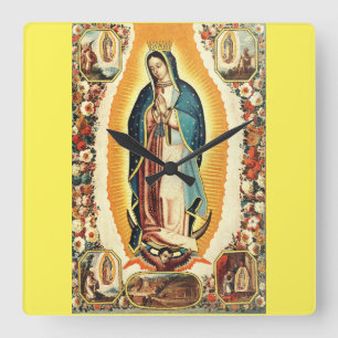 Relógio Quadrado Nossa Senhora de Guadalupe Arte Radiante