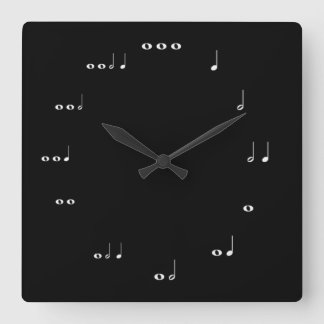 Relógio Quadrado Notas musicais em preto e branco