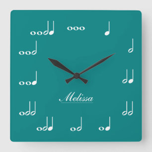 Relógio Quadrado Notas personalizadas da música