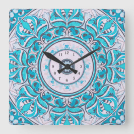 Relógio Quadrado Nouveau Floral Mandala Wall Clock