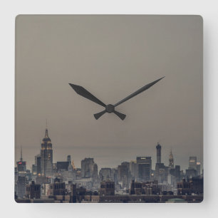 Relógio Quadrado Nova Iorque Skyline Square Wall Clock