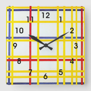 Relógio Quadrado Nova York Cidade 1 por Piet Mondrian