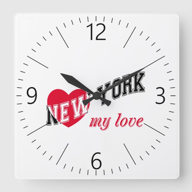 Relógio Quadrado Nova York meu amor (Frente)