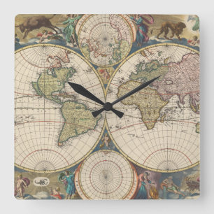 Relógio Quadrado Novissima Totius Terrarum Orbis Tabula