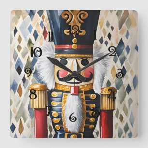 Relógio Quadrado Noz-cracker de Natal Ilustrado