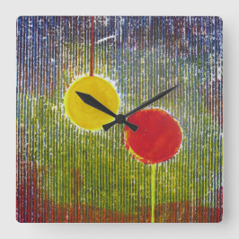 Relógio Quadrado Nozes de Natal decoração festiva amarela vermelha