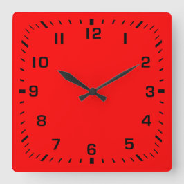 Relógio Quadrado Núcleo Preto Quadrado no Vermelho