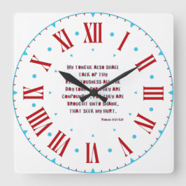 Relógio Quadrado Numeral romano Psalms 71:24 KJV Bíblia Verse II