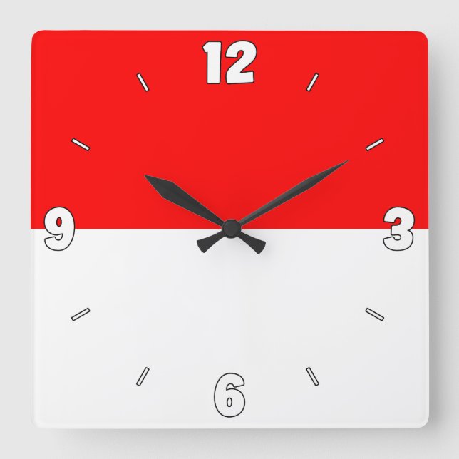 Relógio Quadrado Números de Sinalizador da Indonésia Patriótico Bra (Frente)