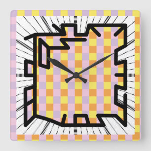 Relógio Quadrado Números encadeados PIXELAT por Masanser