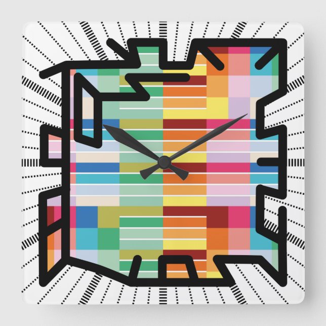 Relógio Quadrado Números encadeados PIXELAT por Masanser (Frente)