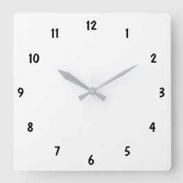 Relógio Quadrado Números Pretos Simpáticos