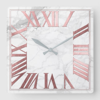 Relógio Quadrado NÚMEROS ROMAN DOURADOS do ROSA PixDezines