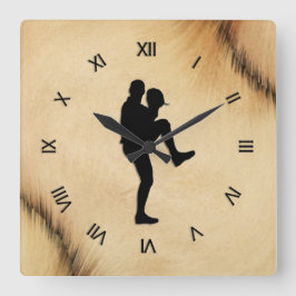 Relógio Quadrado Números romanos do jogador de baseball antigo Pitc