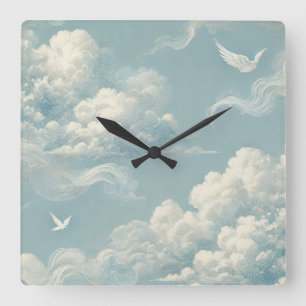 Relógio Quadrado Nuvens etéreas