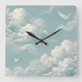 Relógio Quadrado Nuvens etéreas