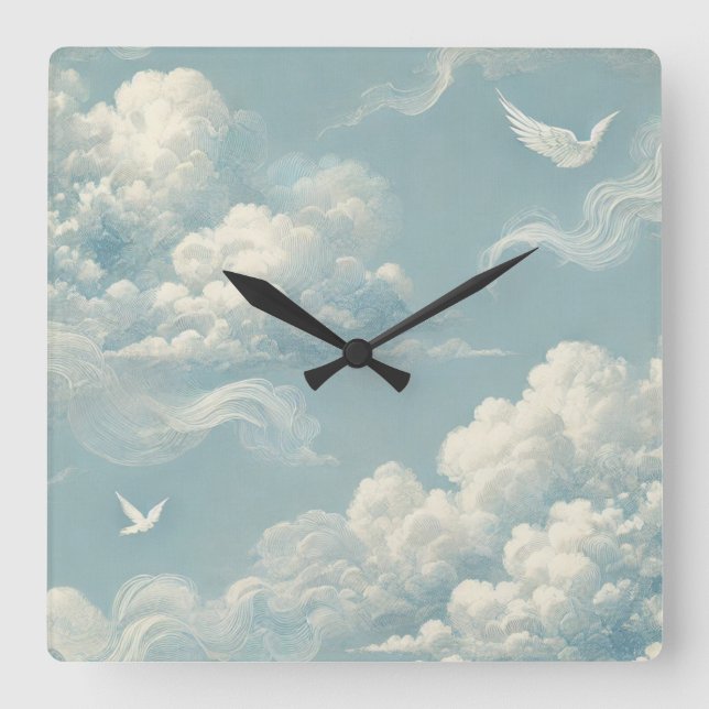 Relógio Quadrado Nuvens etéreas (Frente)