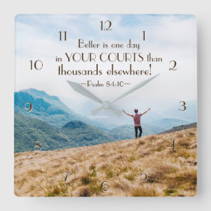 Relógio Quadrado O 84:10 do salmo melhor é um dia em sua bíblia das