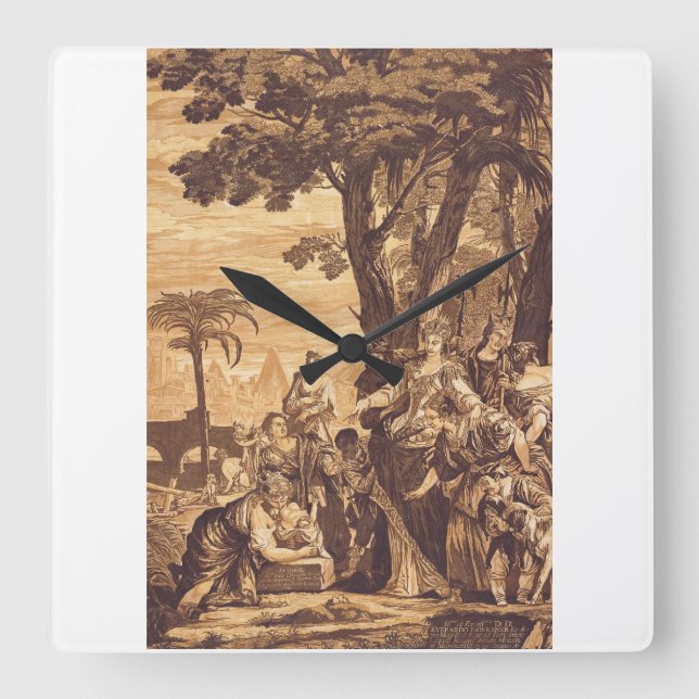 Relógio Quadrado O Achado de Moisés do Livro do Êxodo (Frente)