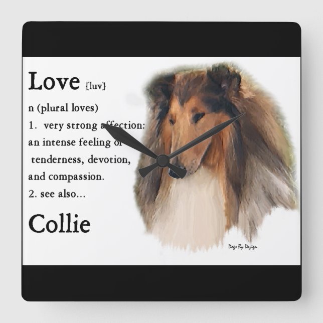 Relógio Quadrado O Amor De Collie É Difícil (Frente)