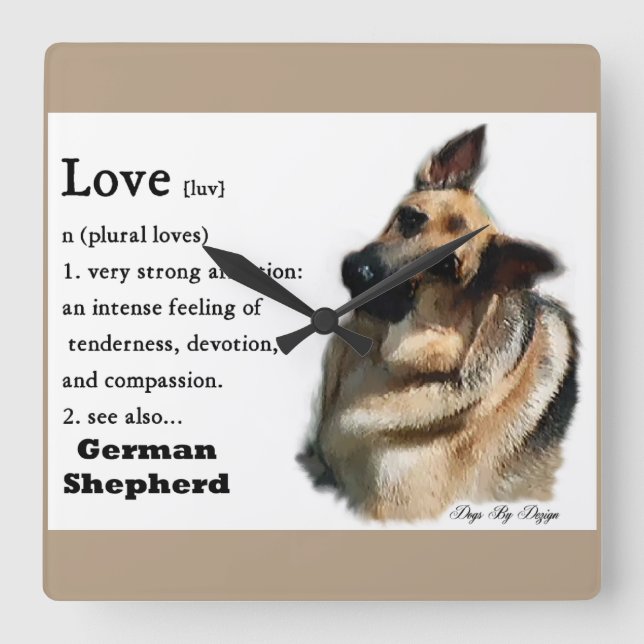 Relógio Quadrado O Amor É Presente De German shepherd (Frente)