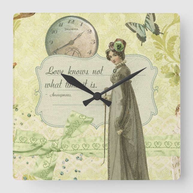 Relógio Quadrado O amor não sabe nenhuma hora (Frente)
