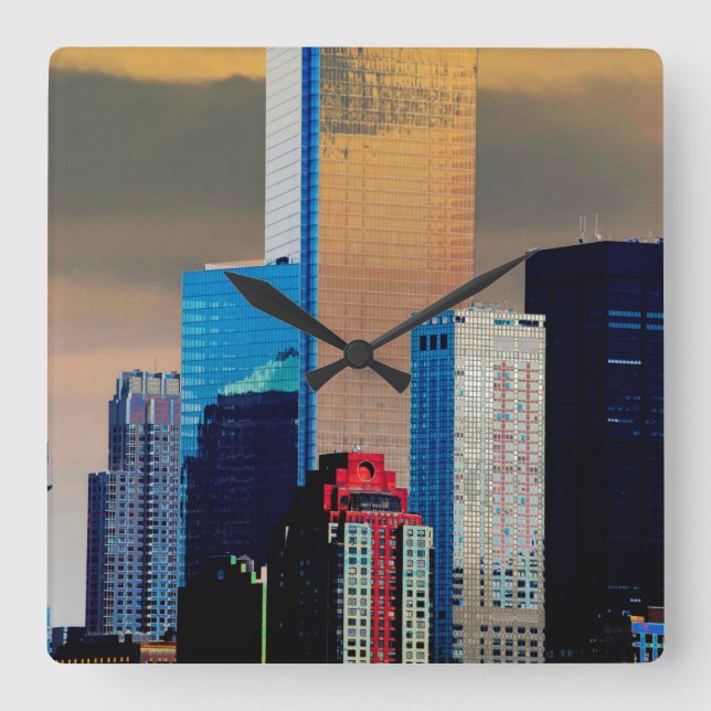Relógio Quadrado O amplo Posto do Centro Financeiro Manhattan New Y (Frente)