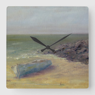 Relógio Quadrado O barco na costa está a entrar