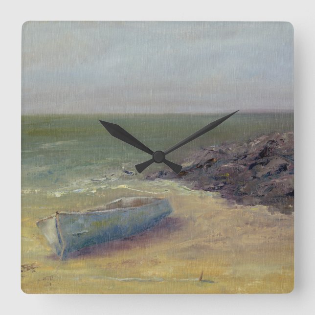 Relógio Quadrado O barco na costa está a entrar (Frente)