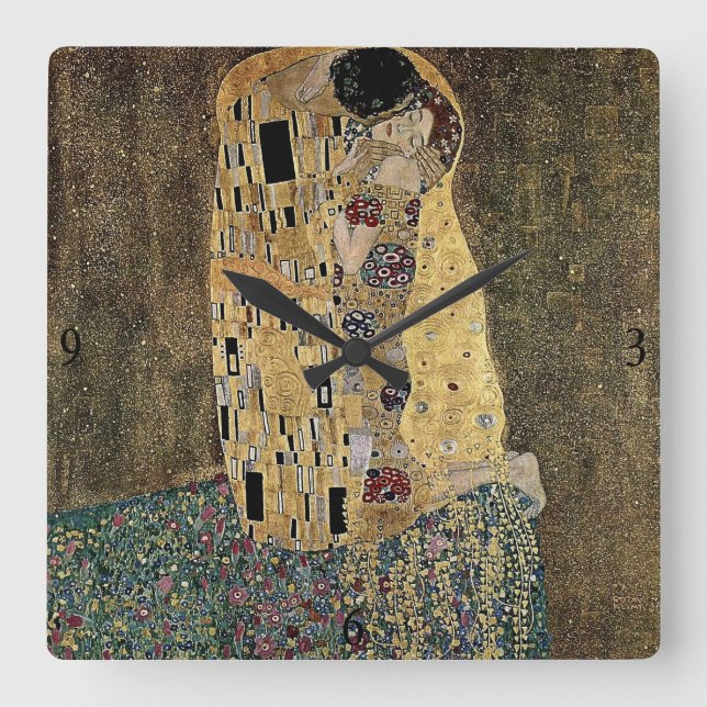 Relógio Quadrado O beijo de Gustavo Klimt (cerca de 1908) (Frente)