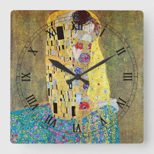 Relógio Quadrado O Beijo (original Der Kuss) de Gustav Klimt