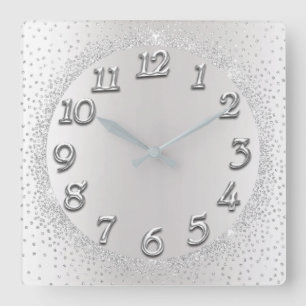 Relógio Quadrado O brilho dos confetes dos cristais das cinzas de