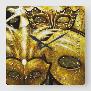 Relógio Quadrado O carnaval dourado mascara o pulso de disparo de