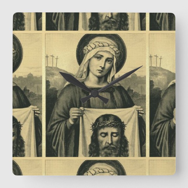 Relógio Quadrado O Caro Sagrado De Jesus (Frente)