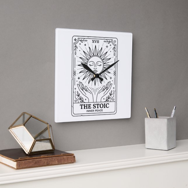 Relógio Quadrado O Cartão Tarot Estóico (Escritório)