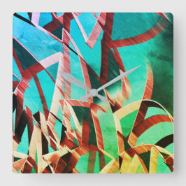 Relógio Quadrado O castanho passa por verde ou aquamarina