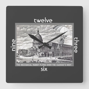 Relógio Quadrado O congresso é coelho mecânico do cuco