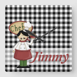 Relógio Quadrado O cozinheiro chefe verifica o pulso de disparo