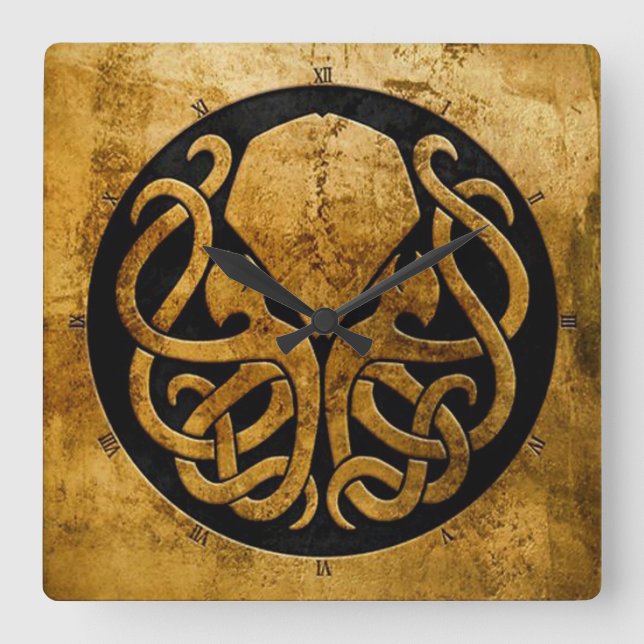 Relógio Quadrado O Cthulhu com fome por o tempo (Frente)