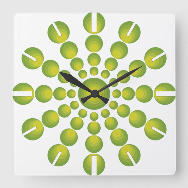 Relógio Quadrado O estilo dos 70 anos Verdes (Frente)
