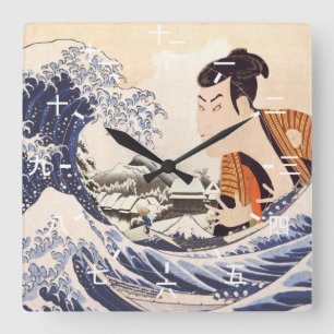 Relógio Quadrado O Excelente Wave Ukiyoe Collages