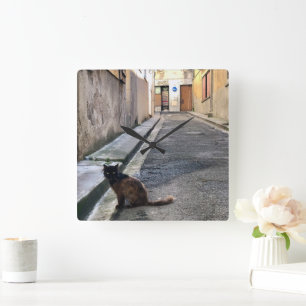 Relógio Quadrado O gato francês