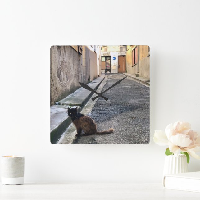 Relógio Quadrado O gato francês (Lar)