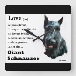 Relógio Quadrado O Gigante Schnauzer Amor É Presente