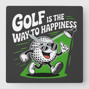 Relógio Quadrado O golfe é o caminho para a felicidade