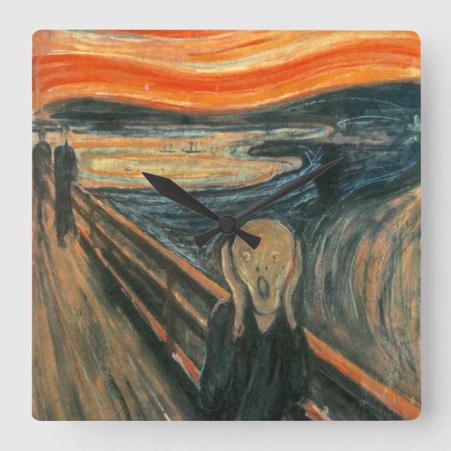 Relógio Quadrado O gritar por Edvard Munch (Frente)