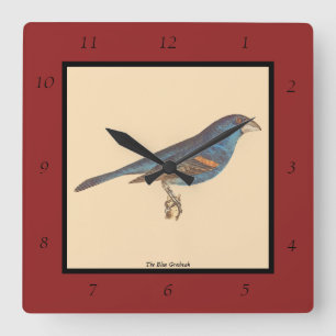 Relógio Quadrado O Grosbeak Azul, os Pássaros de Nova Iorque de Jam